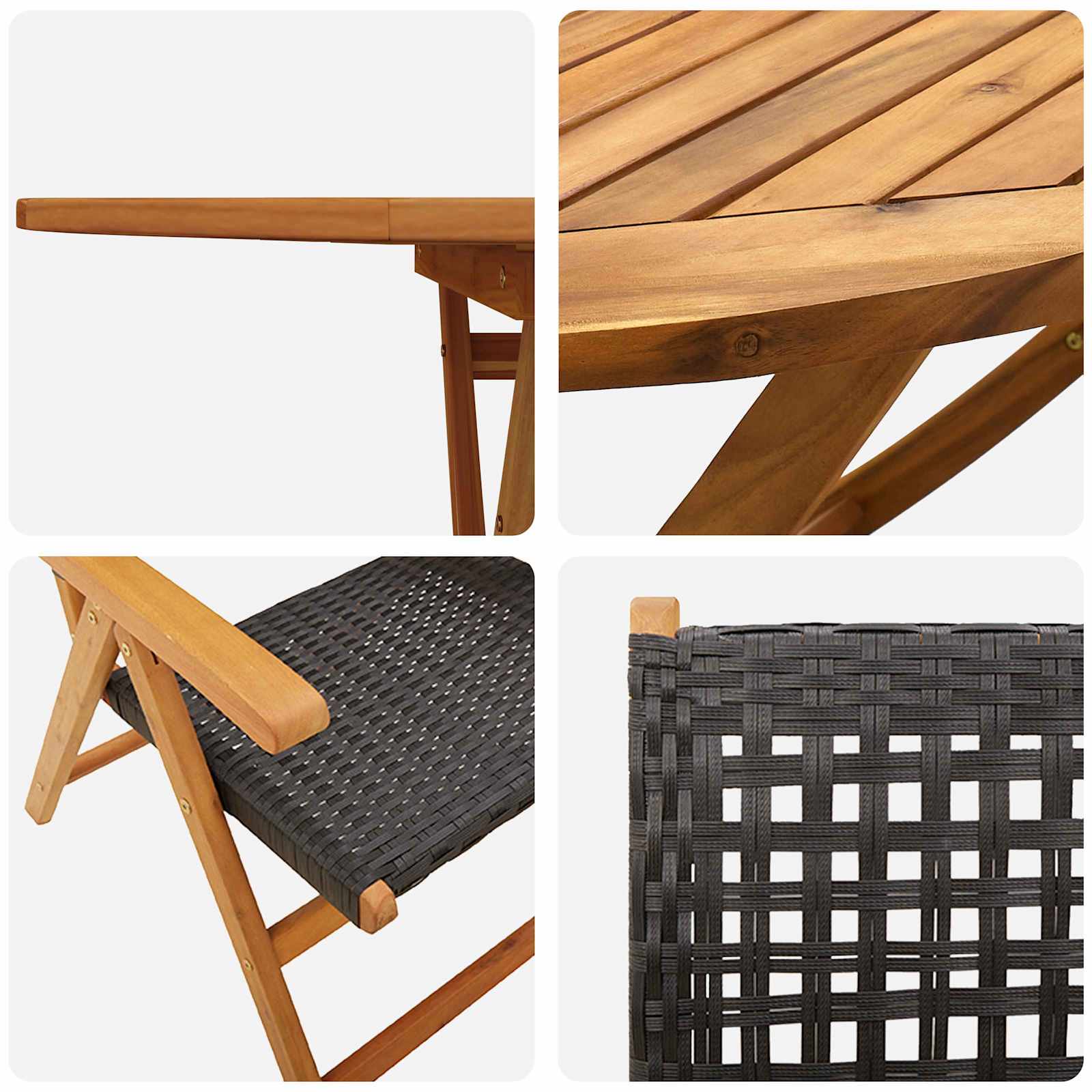 vidaXL Zestaw do jadalni w ogrodzie 7 pcs Czarny Lite Drewno Akacji