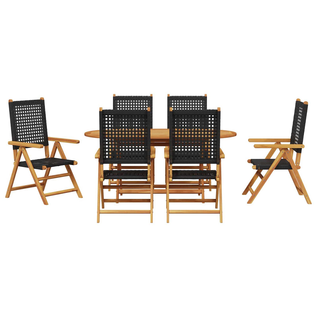 vidaXL Zestaw do jadalni w ogrodzie 7 pcs Czarny Lite Drewno Akacji