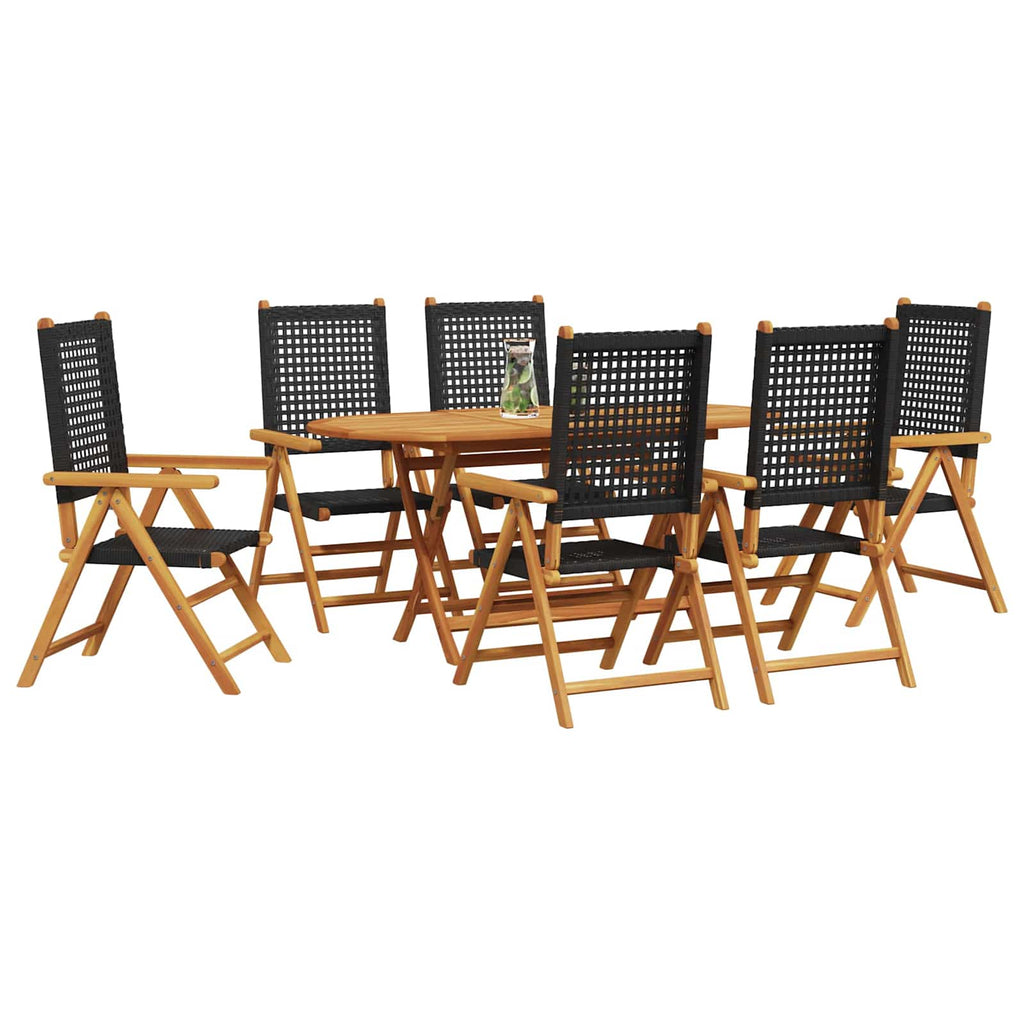 vidaXL Zestaw do jadalni w ogrodzie 7 pcs Czarny Lite Drewno Akacji