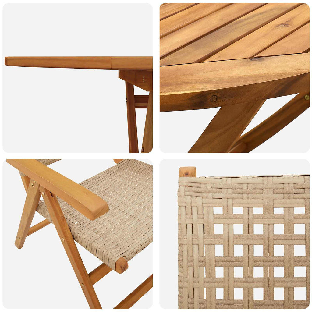 vidaXL Zestaw do jadalni w ogrodzie 5 pcs Beżowy Lite Drewno Akacji