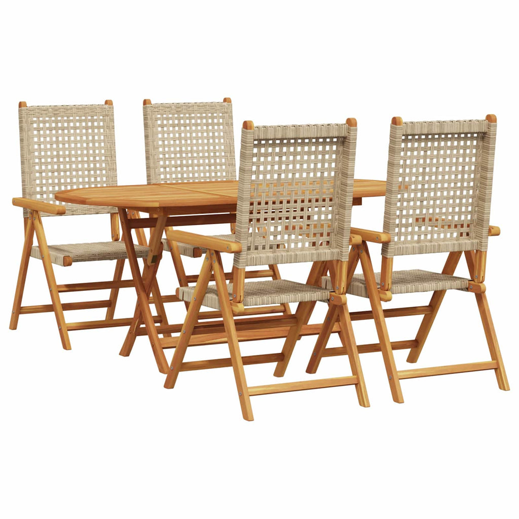 vidaXL Zestaw do jadalni w ogrodzie 5 pcs Beżowy Lite Drewno Akacji