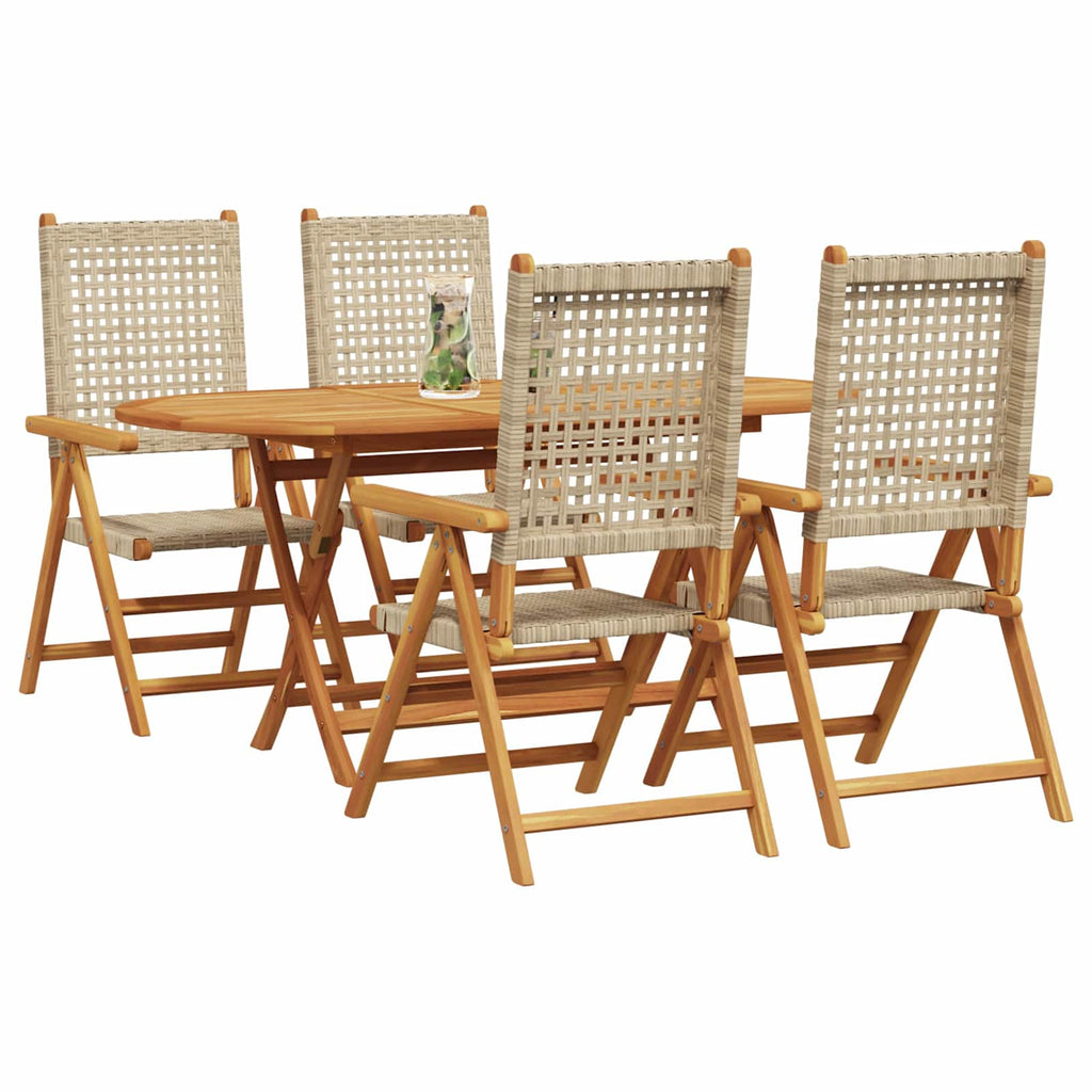 vidaXL Zestaw do jadalni w ogrodzie 5 pcs Beżowy Lite Drewno Akacji