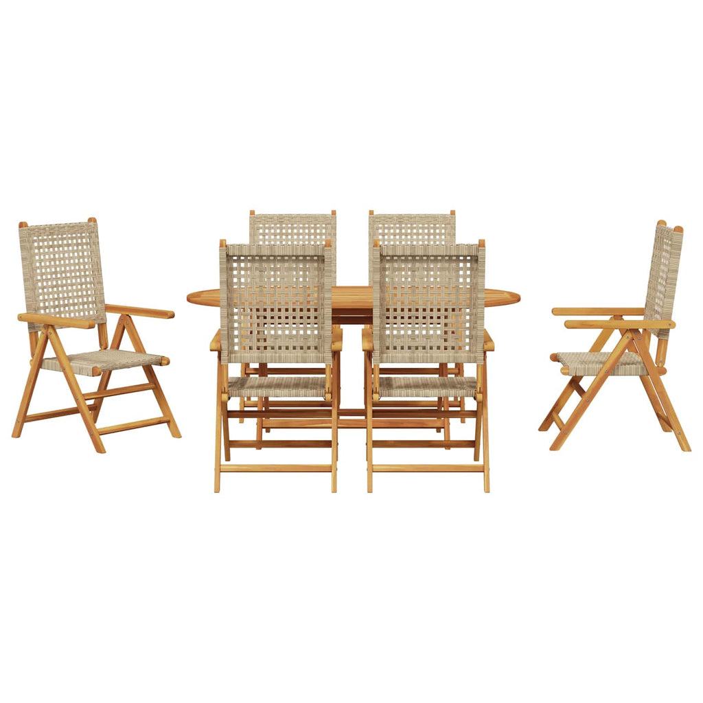 vidaXL Zestaw do jadalni w ogrodzie 7 pcs Beżowy Lite Drewno Akacji