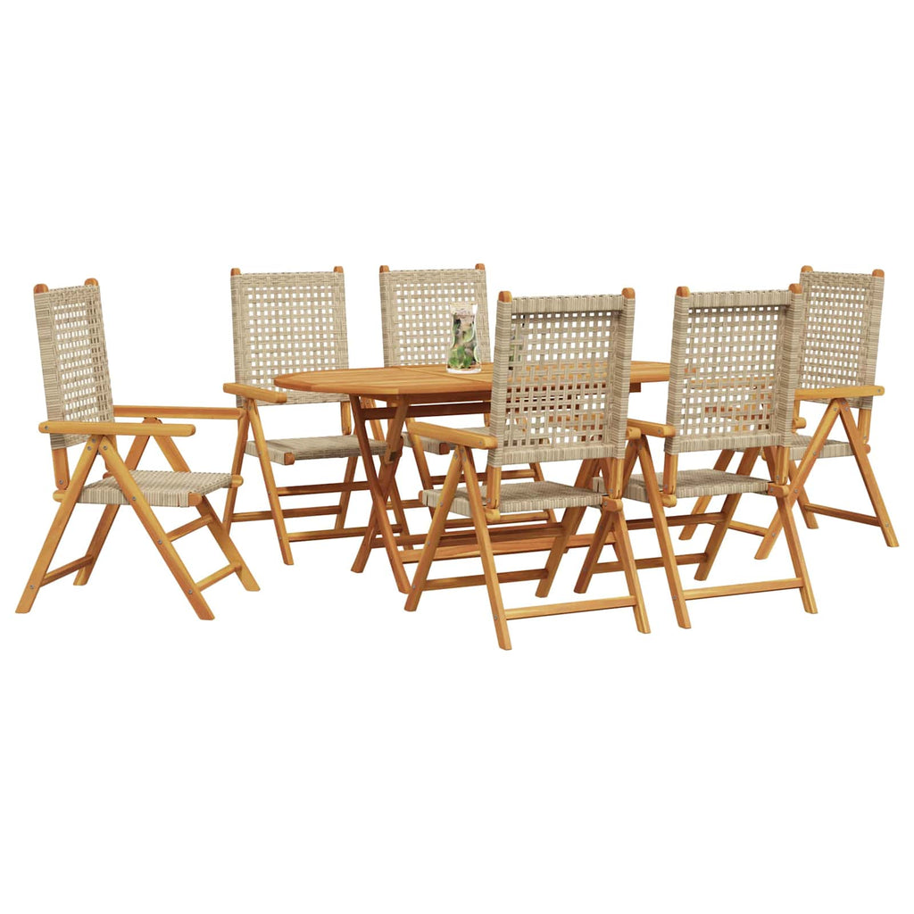 vidaXL Zestaw do jadalni w ogrodzie 7 pcs Beżowy Lite Drewno Akacji
