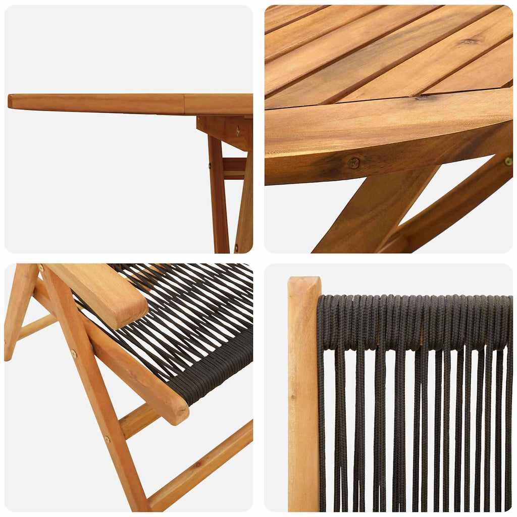vidaXL Zestaw do jadalni w ogrodzie 5 pcs Czarny Lite Drewno Akacji