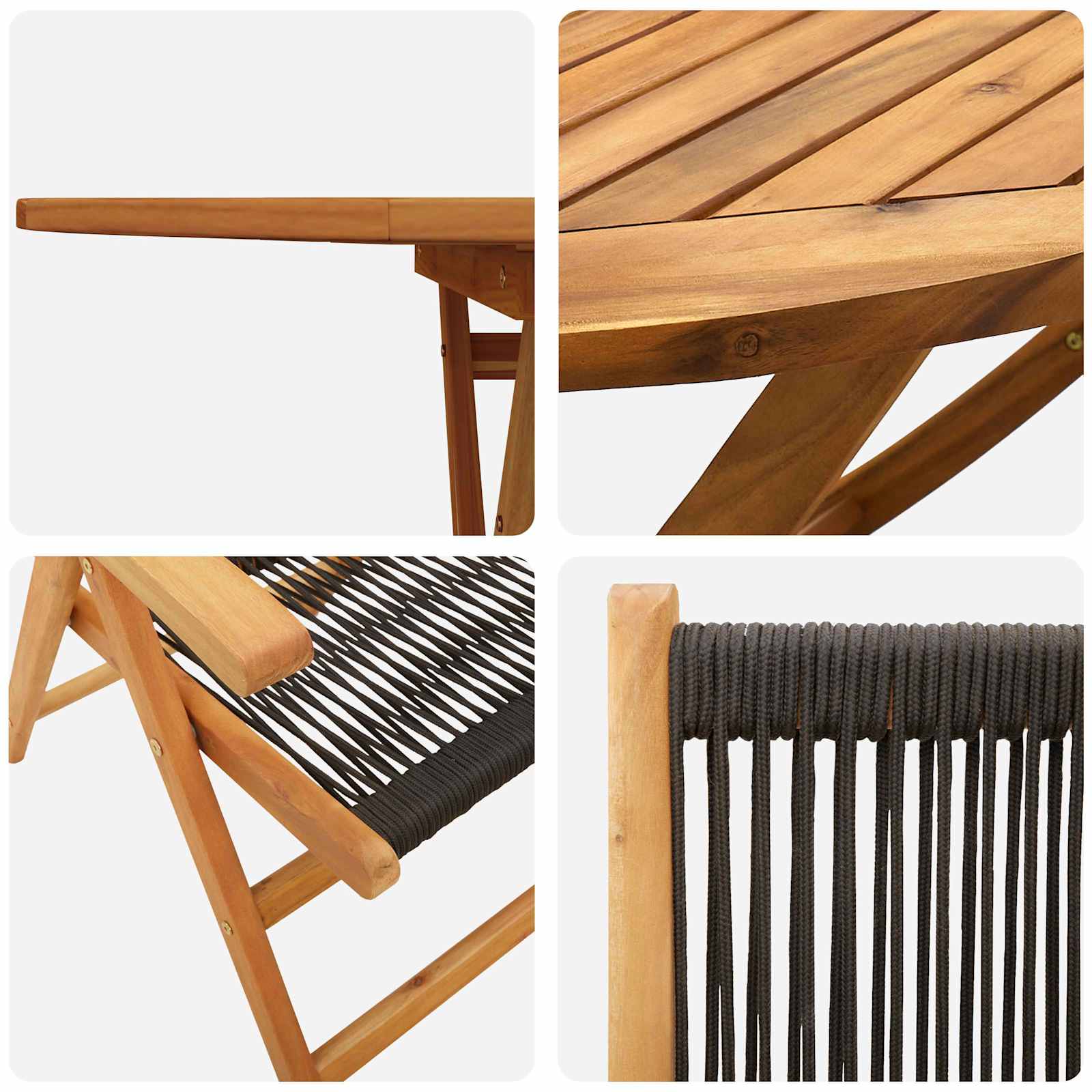 vidaXL Zestaw do jadalni w ogrodzie 5 pcs Czarny Lite Drewno Akacji