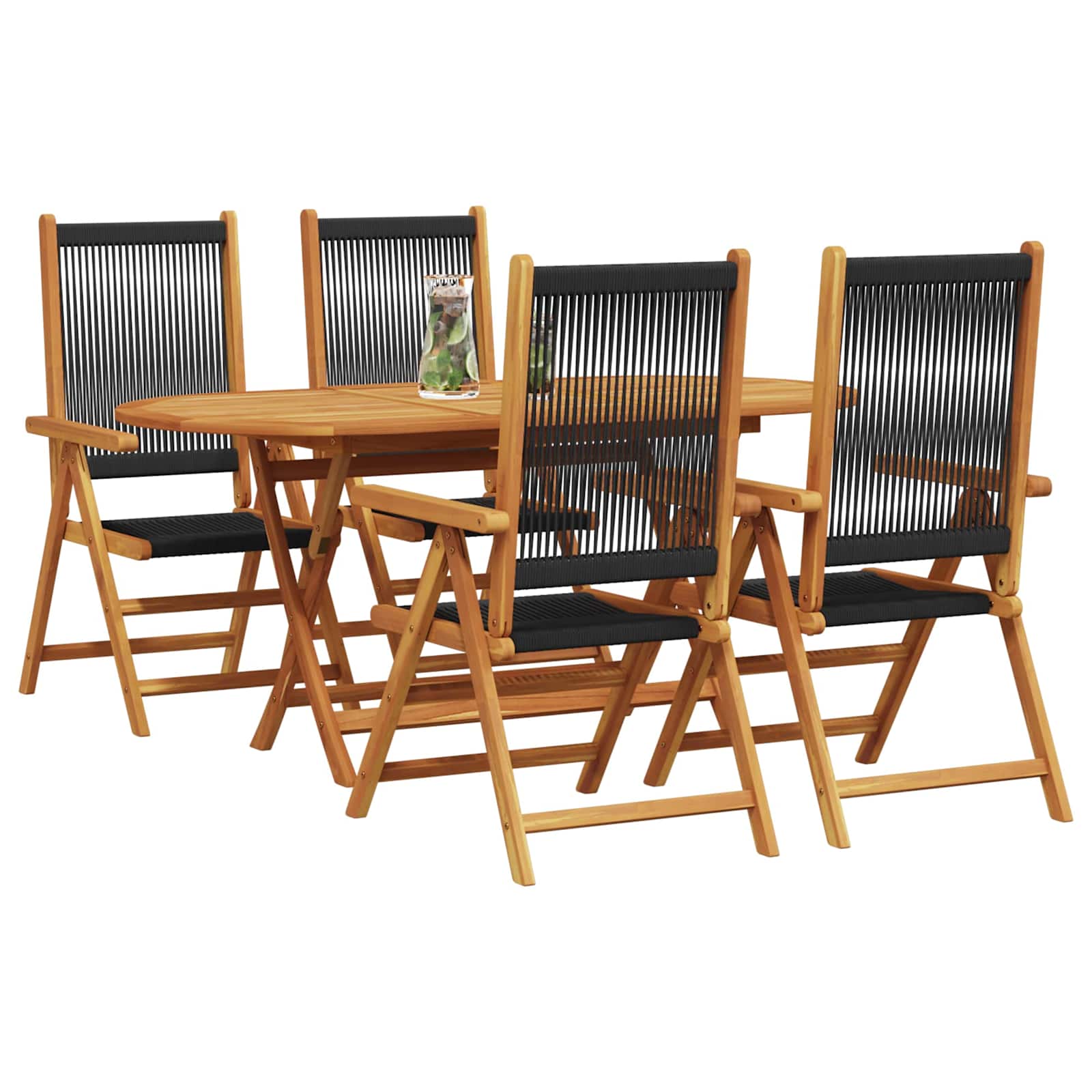 vidaXL Zestaw do jadalni w ogrodzie 5 pcs Czarny Lite Drewno Akacji