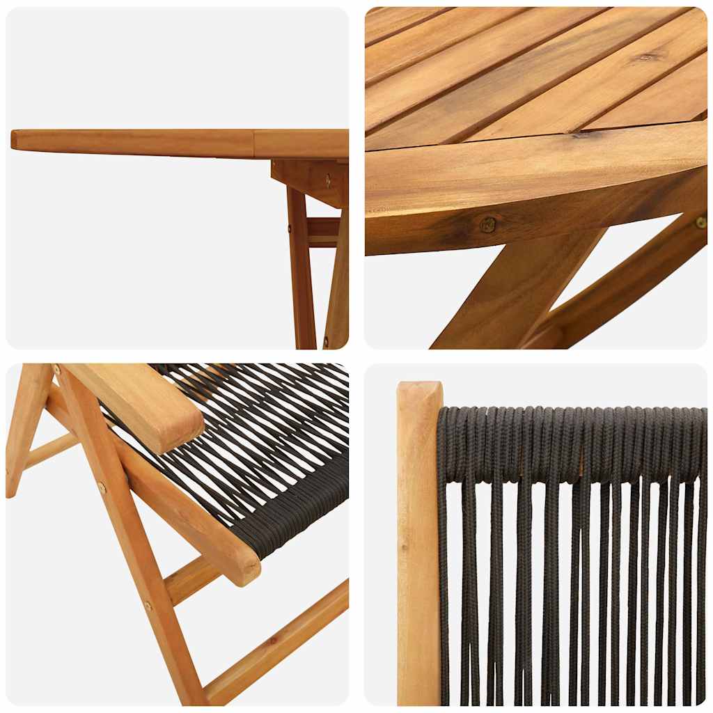 vidaXL Zestaw do jadalni w ogrodzie 7 pcs Czarny Lite Drewno Akacji