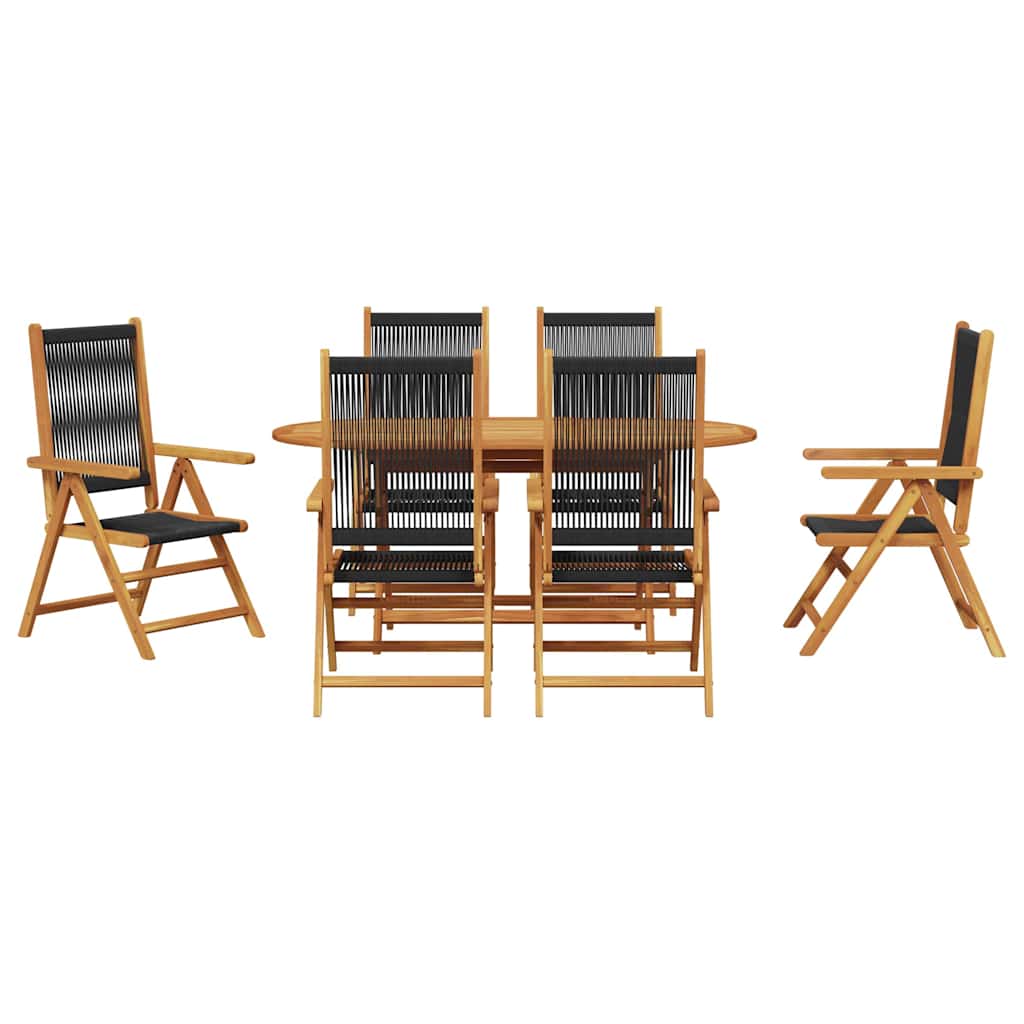 vidaXL Zestaw do jadalni w ogrodzie 7 pcs Czarny Lite Drewno Akacji