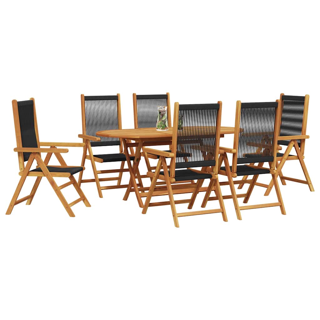 vidaXL Zestaw do jadalni w ogrodzie 7 pcs Czarny Lite Drewno Akacji