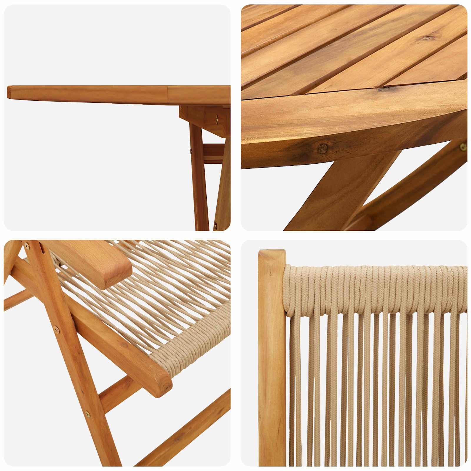 vidaXL Zestaw do jadalni w ogrodzie 5 pcs Beżowy Lite Drewno Akacji