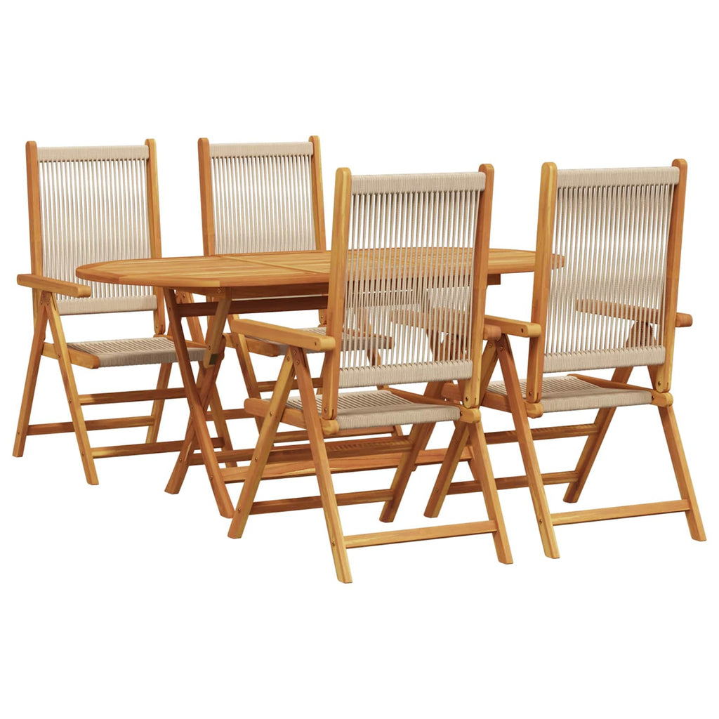 vidaXL Zestaw do jadalni w ogrodzie 5 pcs Beżowy Lite Drewno Akacji