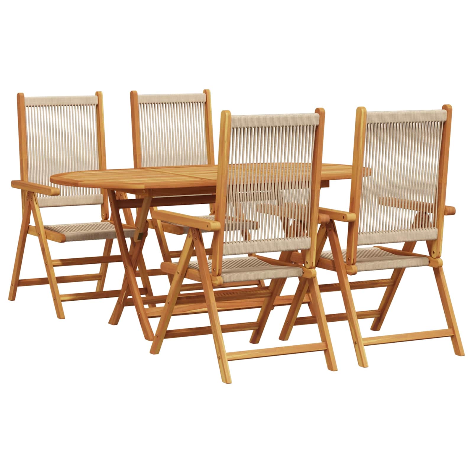 vidaXL Zestaw do jadalni w ogrodzie 5 pcs Beżowy Lite Drewno Akacji