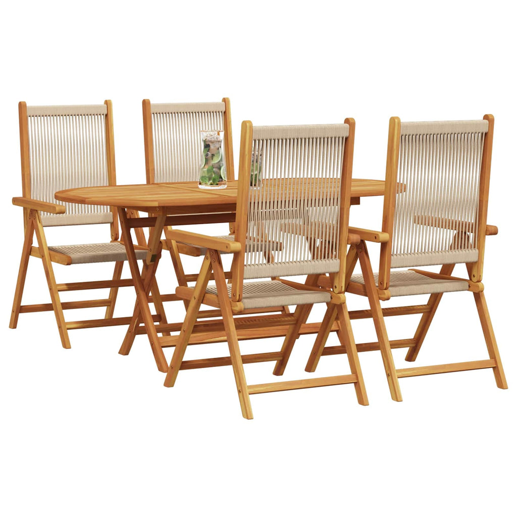 vidaXL Zestaw do jadalni w ogrodzie 5 pcs Beżowy Lite Drewno Akacji