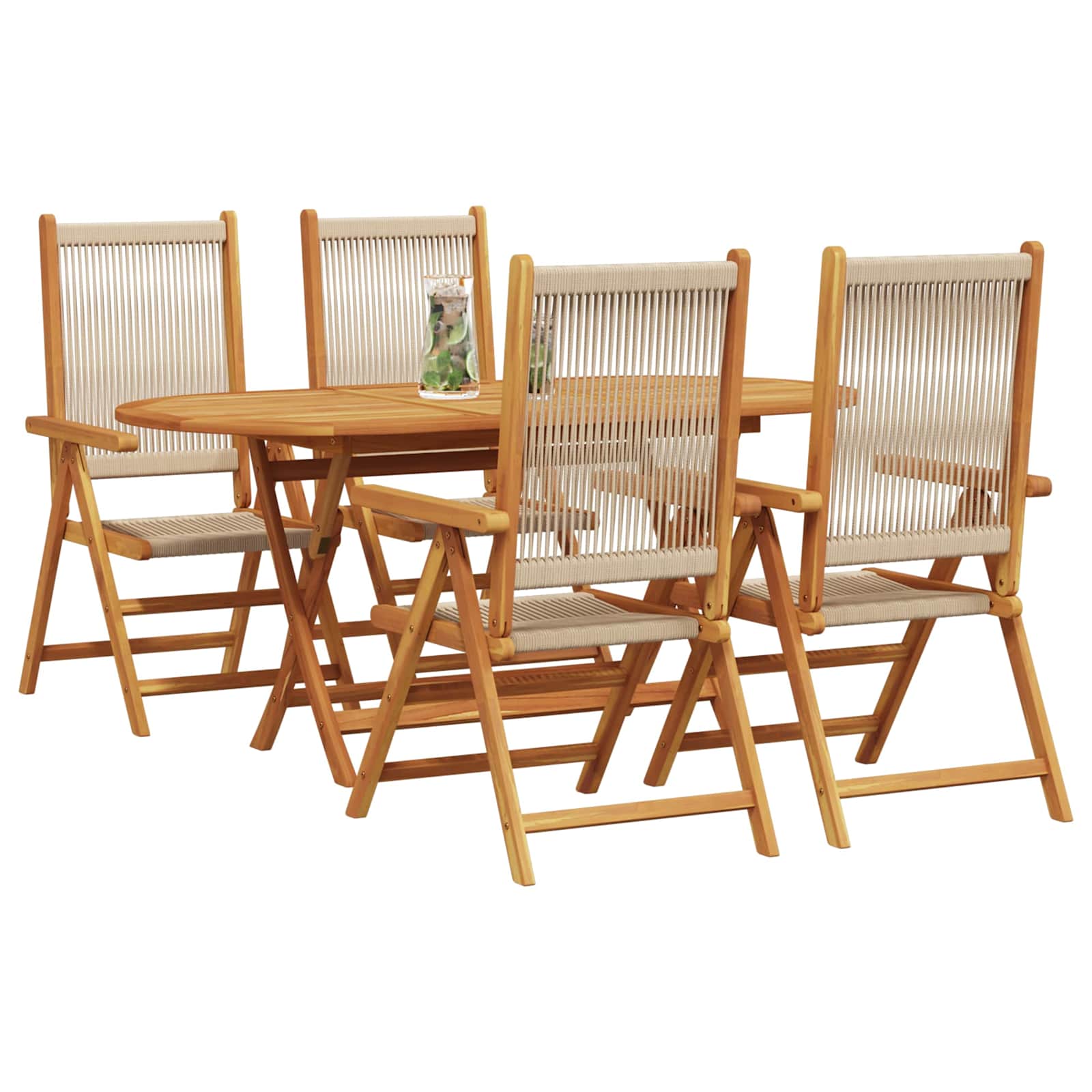 vidaXL Zestaw do jadalni w ogrodzie 5 pcs Beżowy Lite Drewno Akacji