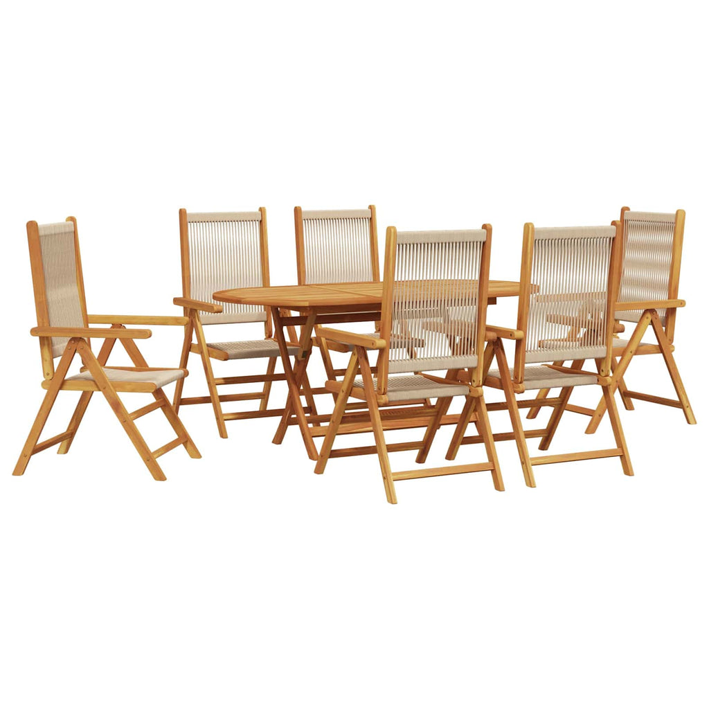 vidaXL Zestaw do jadalni w ogrodzie 7 pcs Beżowy Lite Drewno Akacji