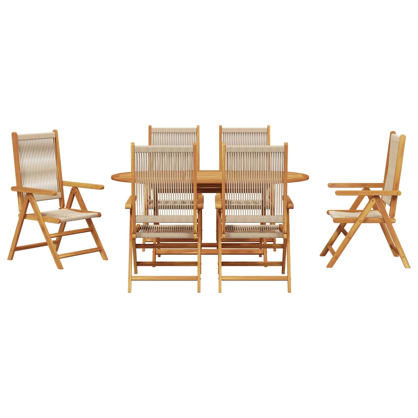 vidaXL Zestaw do jadalni w ogrodzie 7 pcs Beżowy Lite Drewno Akacji