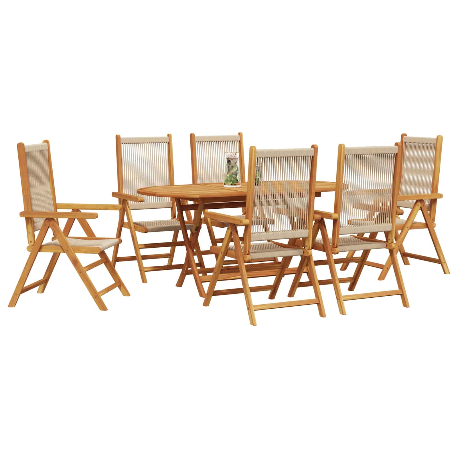 vidaXL Zestaw do jadalni w ogrodzie 7 pcs Beżowy Lite Drewno Akacji