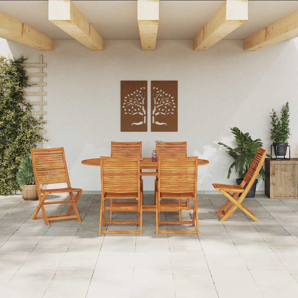 vidaXL Zestaw do jadalni w ogrodzie 7 pcs Brązowy Lite Drewno Akacji