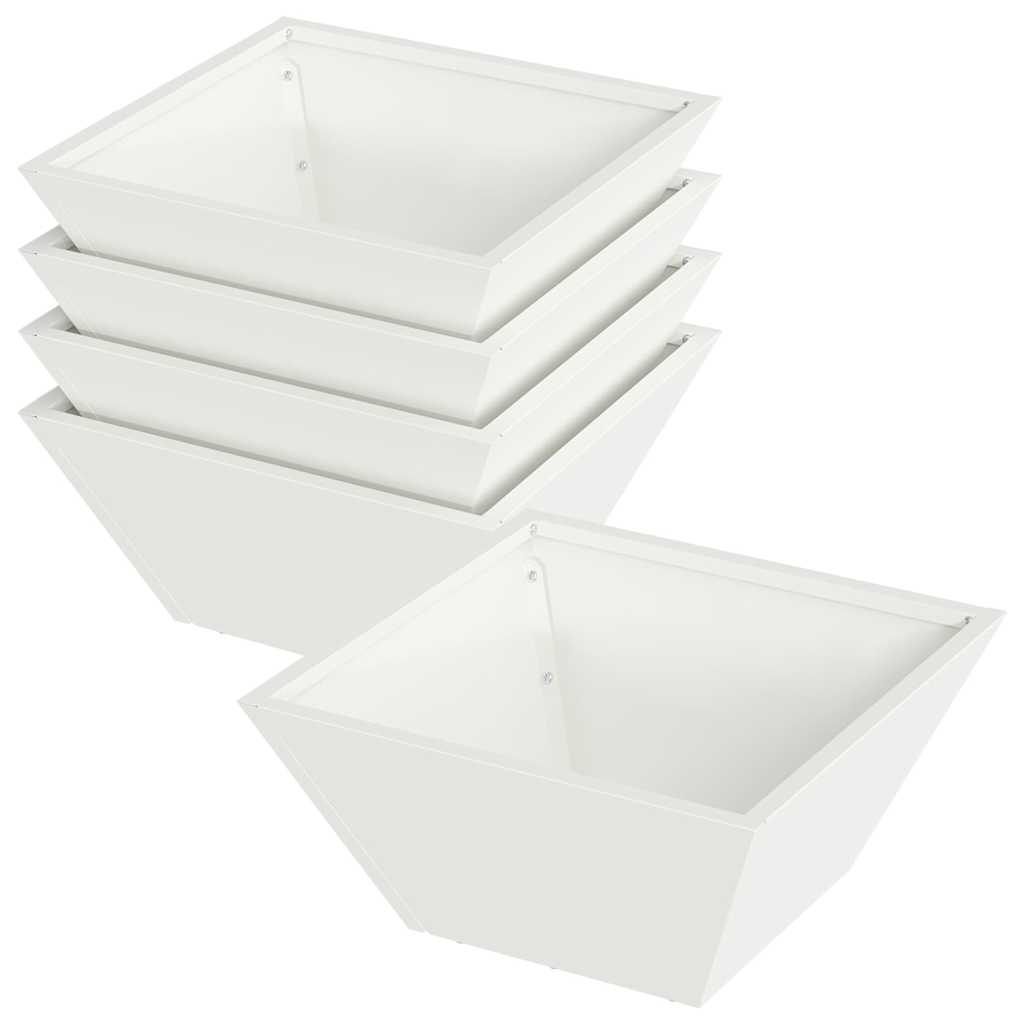 vidaXL Doniczka ogrodowa 5 pcs Biały 35 x 35 x 15 cm Stal zimnogięta