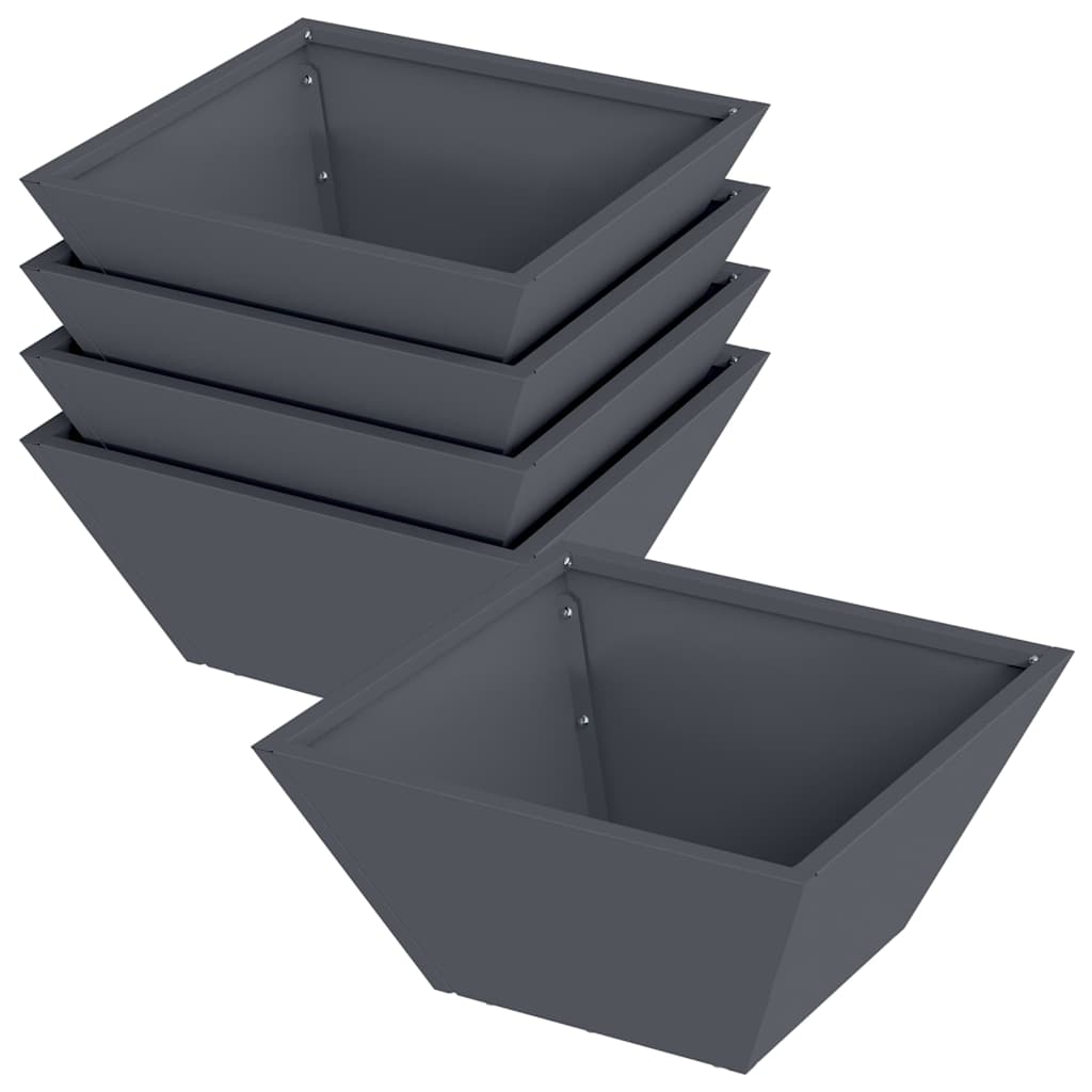 vidaXL Doniczka ogrodowa 5 pcs Antracyt 35 x 35 x 15 cm