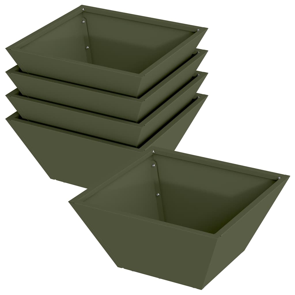 vidaXL Doniczka ogrodowa 5 pcs Zielony oliwkowy 35 x 35 x 15 cm