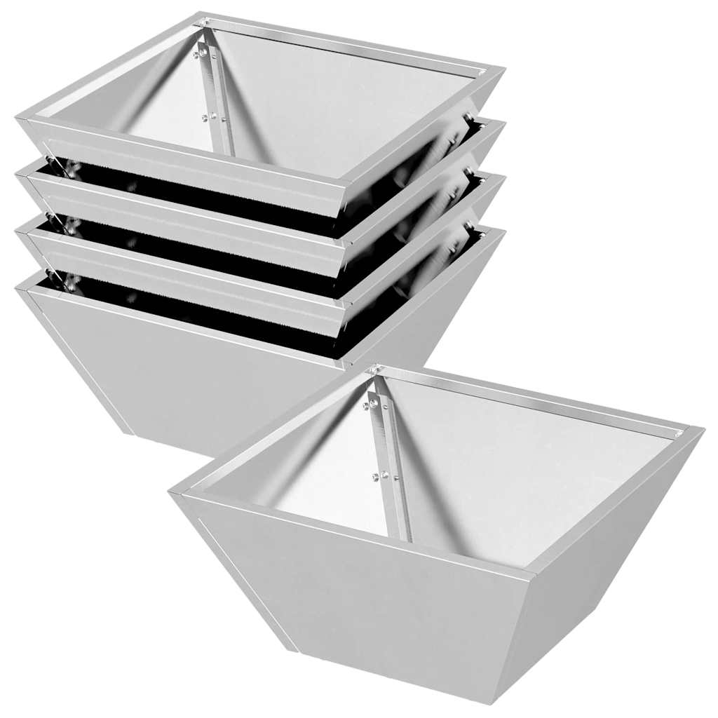vidaXL Doniczka ogrodowa 5 pcs Srebrny 35 x 35 x 15 cm Stal nierdzewna