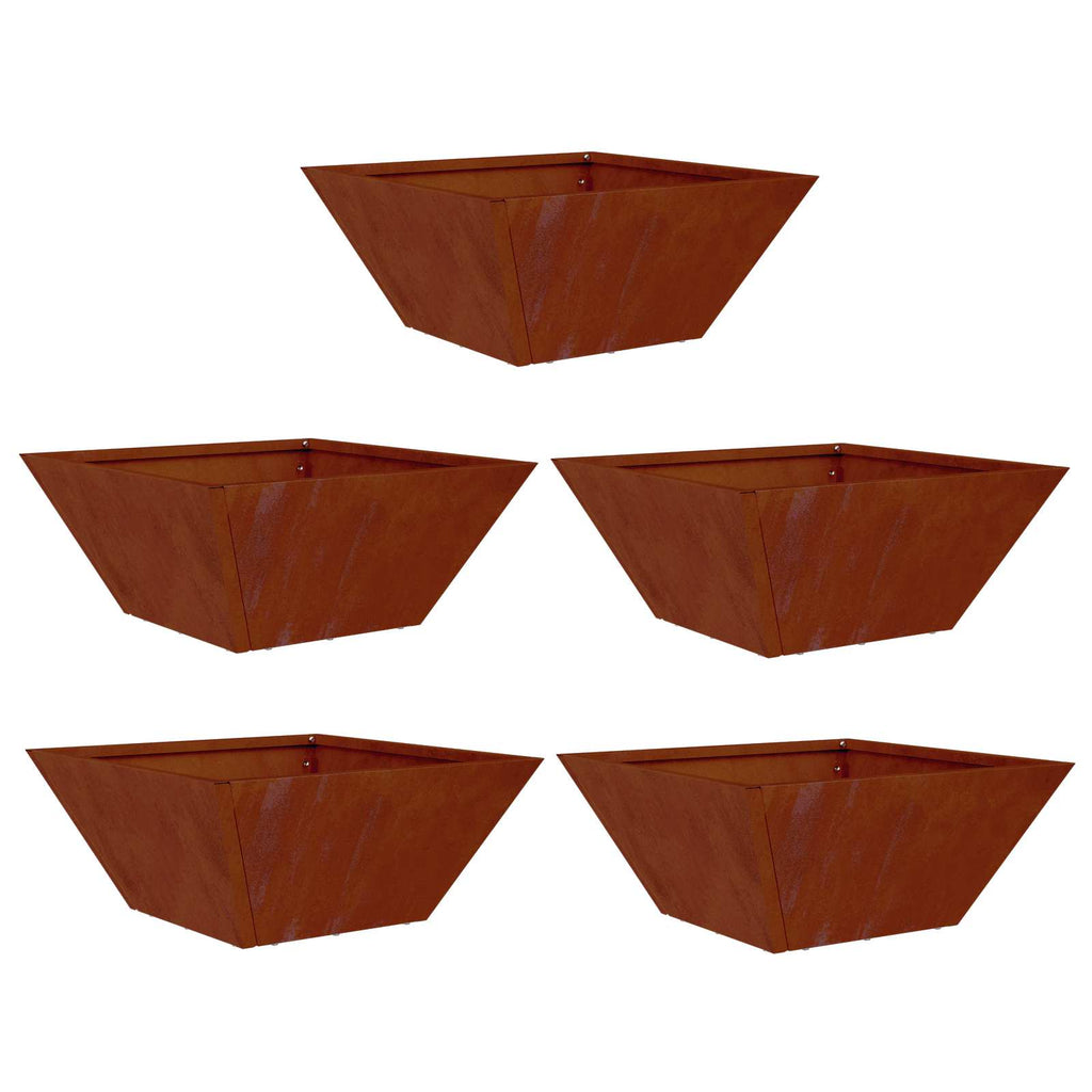 vidaXL Doniczka ogrodowa 5 pcs Rdzawy 35 x 35 x 15 cm