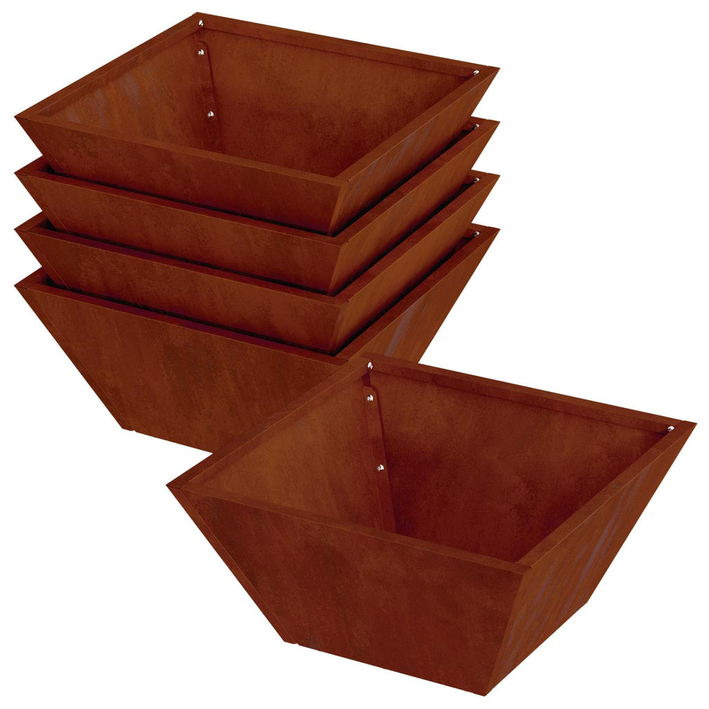 vidaXL Doniczka ogrodowa 5 pcs Rdzawy 35 x 35 x 15 cm