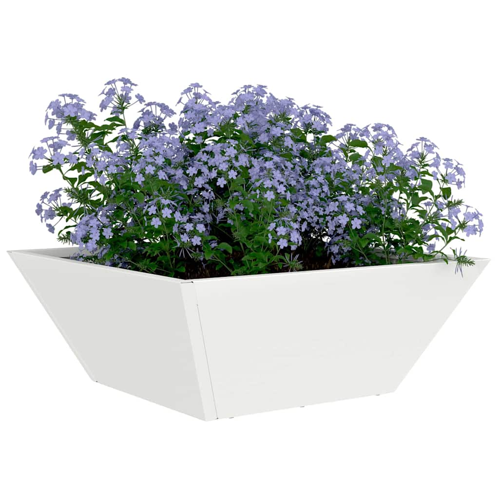 vidaXL Doniczka ogrodowa Biały 40 x 40 x 15 cm Stal zimnogięta