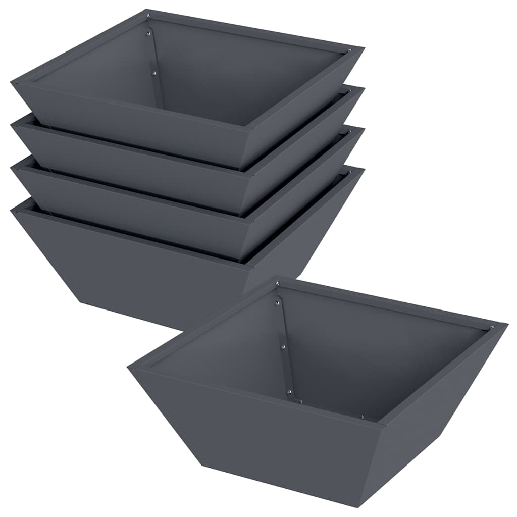 vidaXL Doniczka ogrodowa 5 pcs Antracyt 40 x 40 x 15 cm