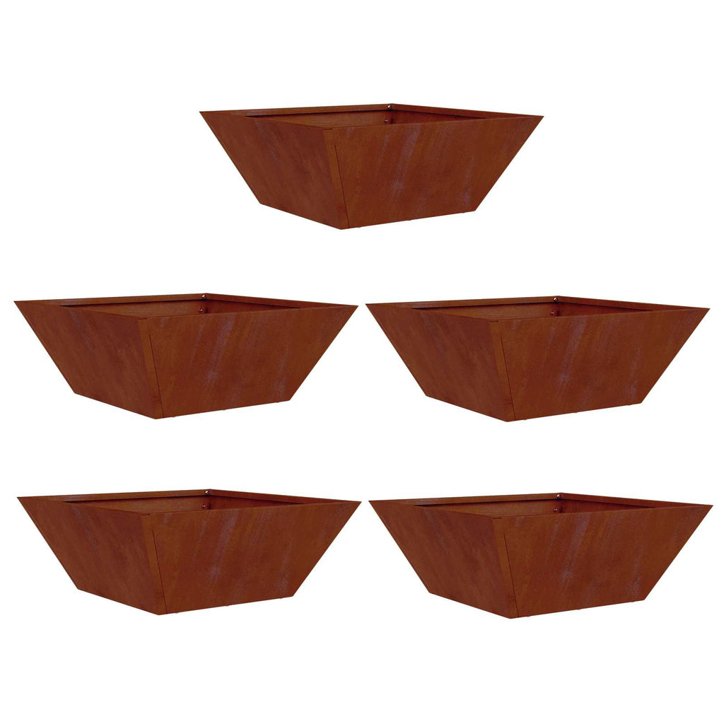 vidaXL Doniczka ogrodowa 5 pcs Rdzawy 40 x 40 x 15 cm