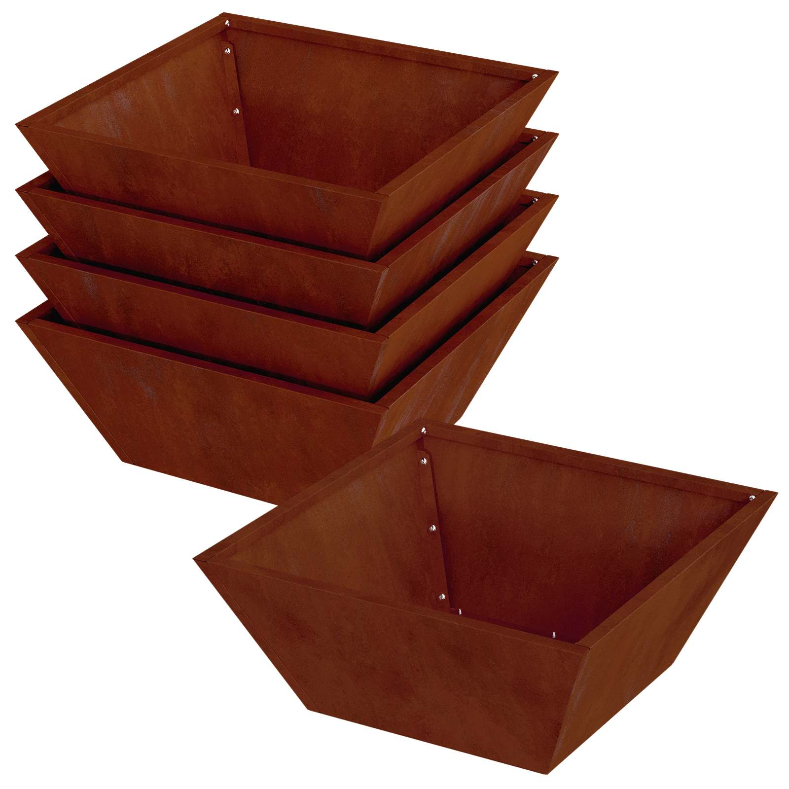 vidaXL Doniczka ogrodowa 5 pcs Rdzawy 40 x 40 x 15 cm