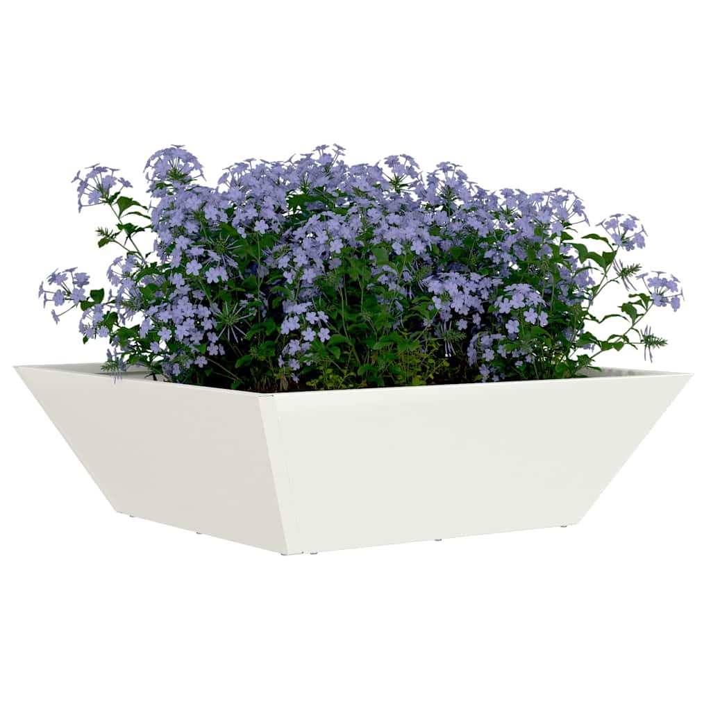 vidaXL Doniczka ogrodowa Biały 50 x 50 x 15 cm Stal zimnogięta