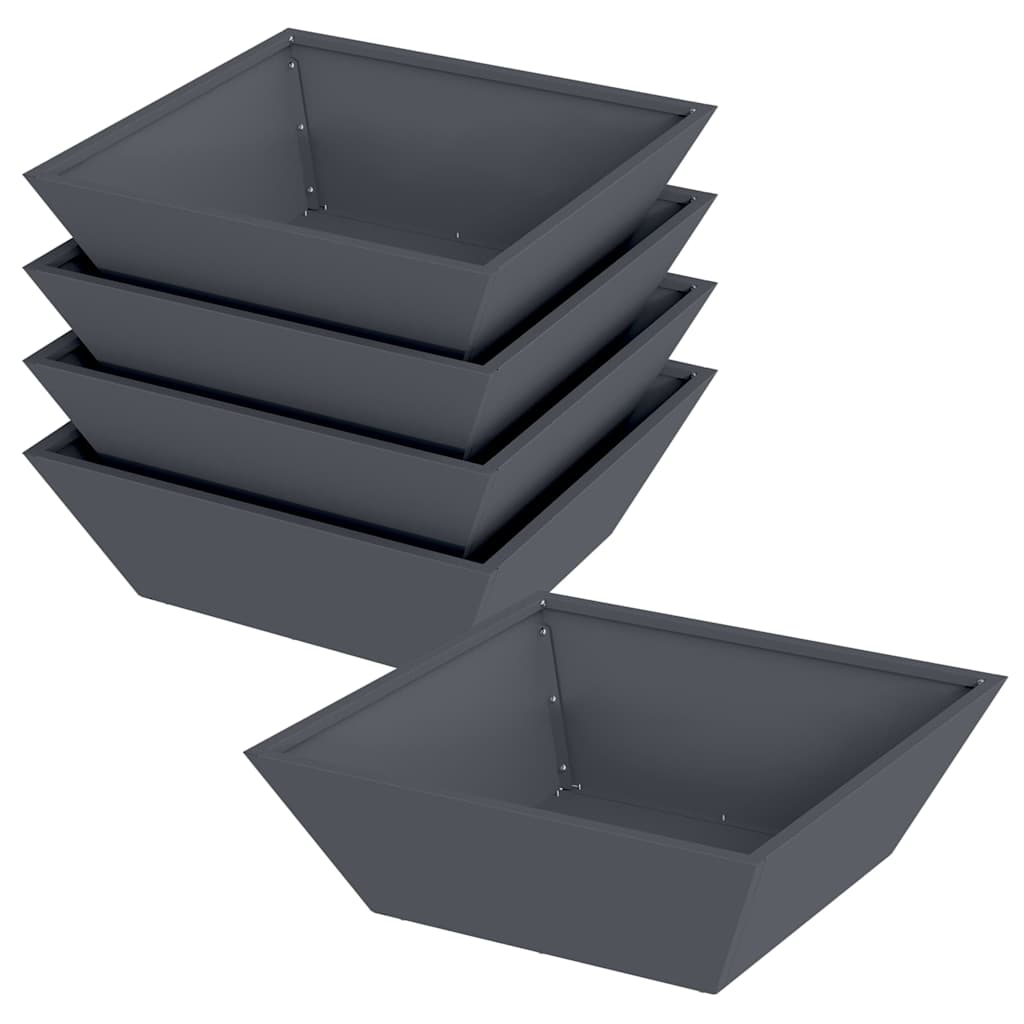 vidaXL Doniczka ogrodowa 5 pcs Antracyt 50 x 50 x 15 cm