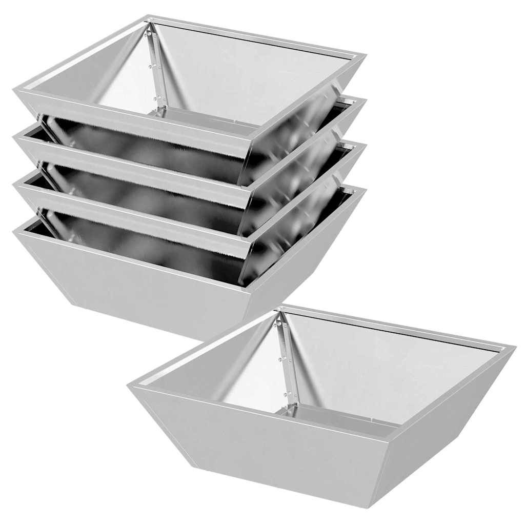 vidaXL Doniczka ogrodowa 5 pcs Srebrny 50 x 50 x 15 cm Stal nierdzewna