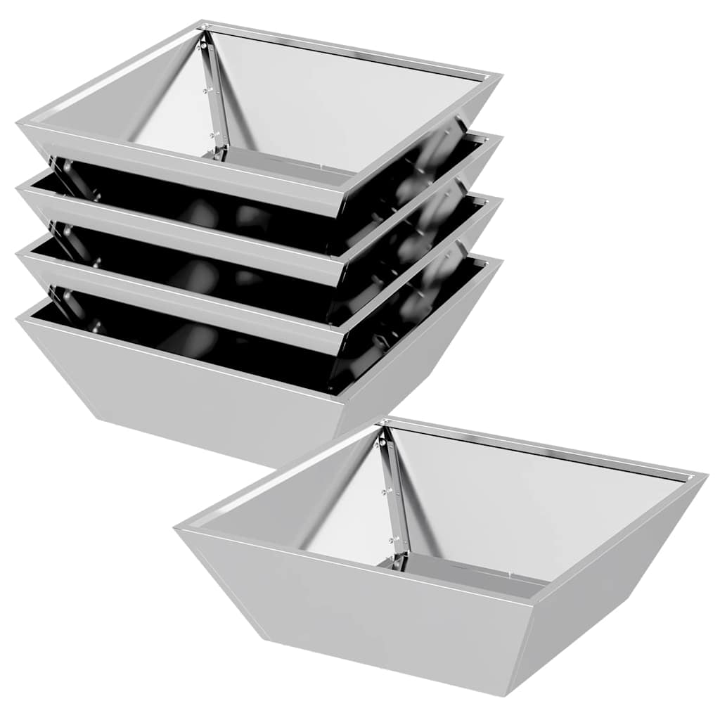 vidaXL Doniczka ogrodowa 5 pcs Srebrny 50 x 50 x 15 cm