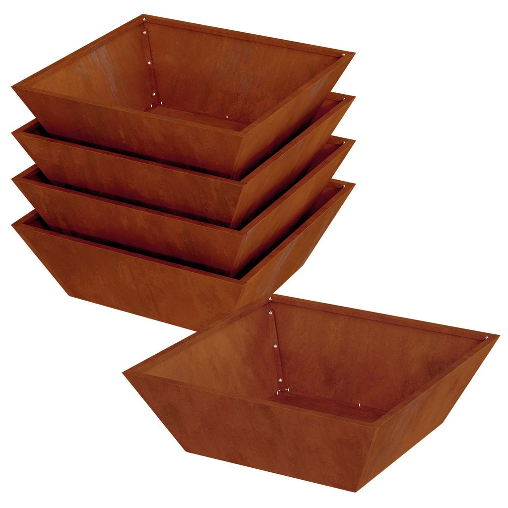 vidaXL Doniczka ogrodowa 5 pcs Rdzawy 50 x 50 x 15 cm