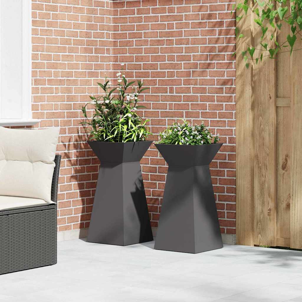 vidaXL Donica słupowa 2 pcs Czarny 35 x 35 x 73 cm