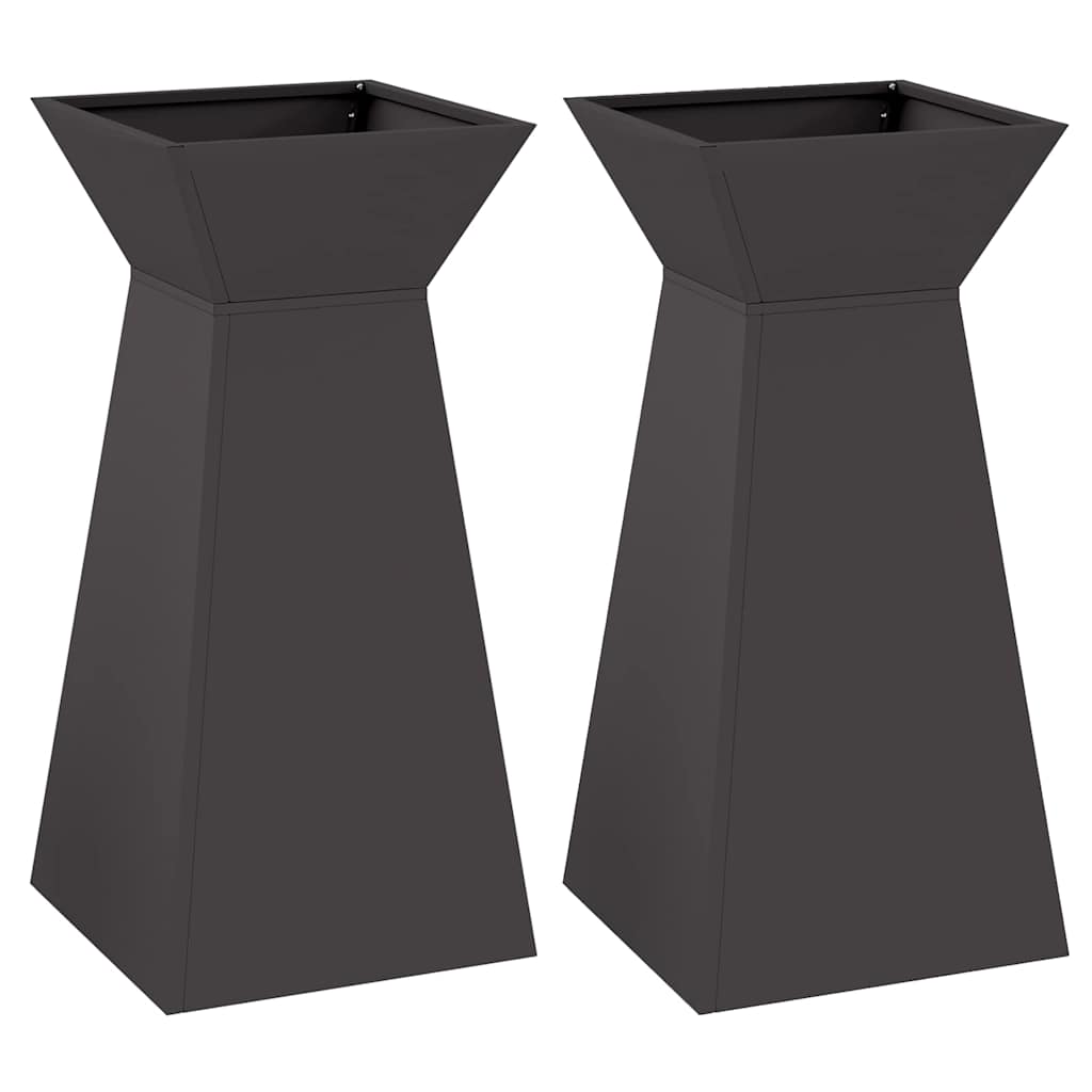 vidaXL Donica słupowa 2 pcs Czarny 35 x 35 x 73 cm