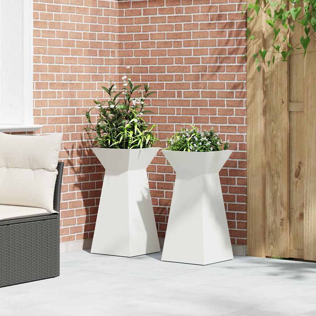 vidaXL Donica słupowa 2 pcs Biały 35 x 35 x 73 cm