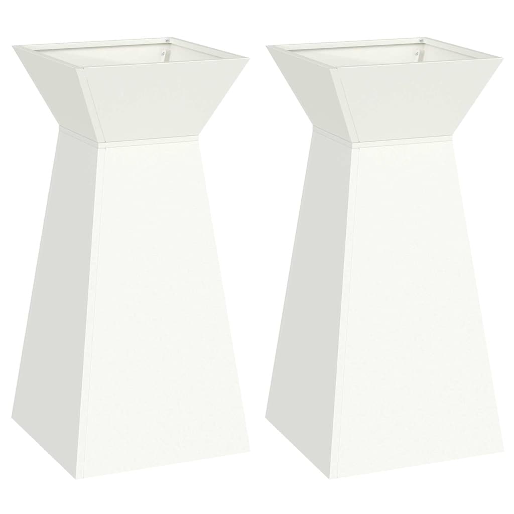 vidaXL Donica słupowa 2 pcs Biały 35 x 35 x 73 cm