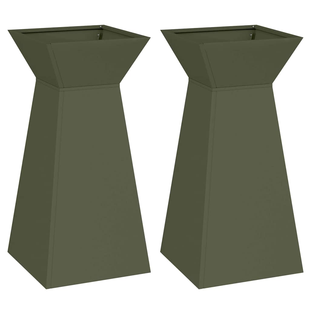 vidaXL Donica słupowa 2 pcs Oliwkowy 35 x 35 x 73 cm