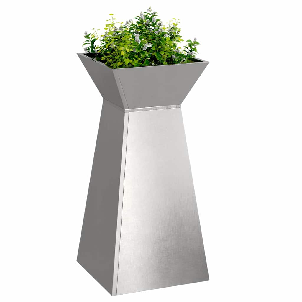 vidaXL Donica słupowa Srebrny 35 x 35 x 73 cm Stal nierdzewna