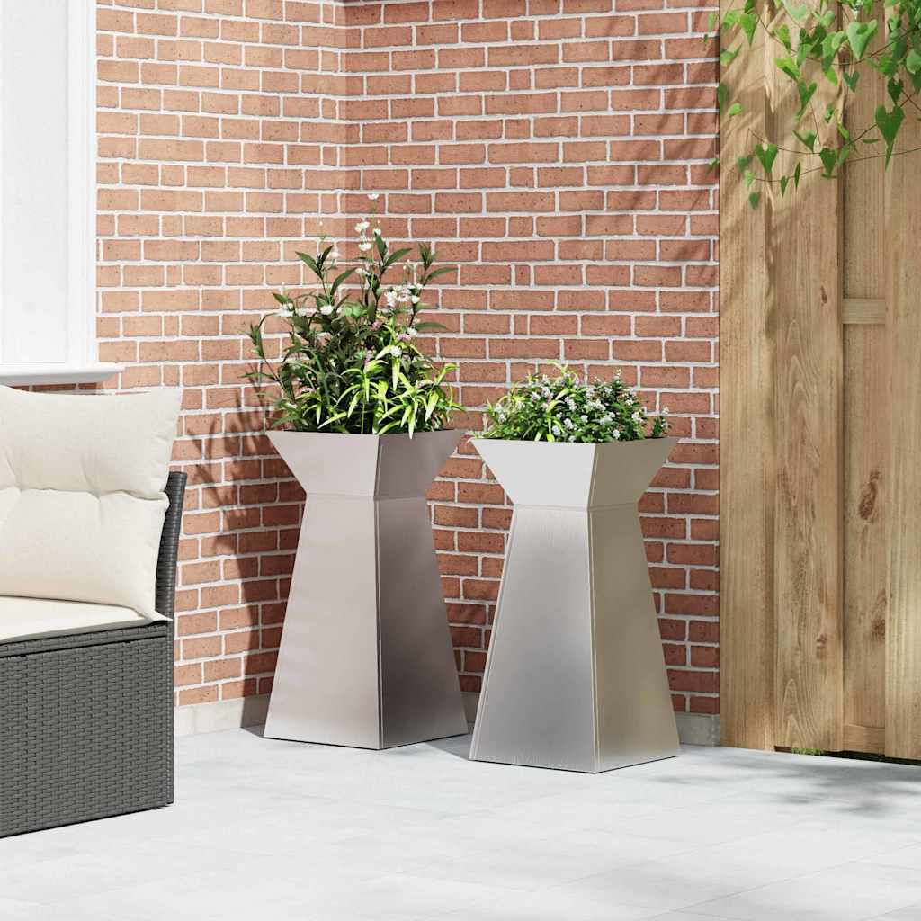 vidaXL Donica słupowa 2 pcs Srebrny 35 x 35 x 73 cm
