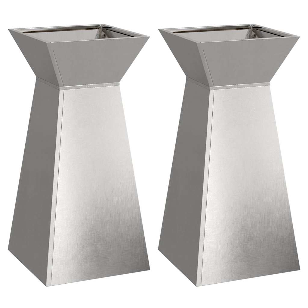 vidaXL Donica słupowa 2 pcs Srebrny 35 x 35 x 73 cm