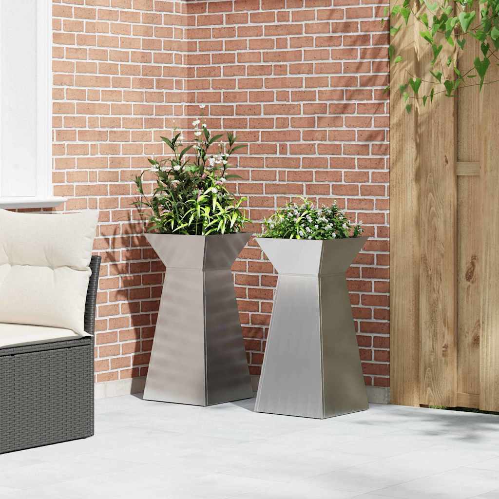 vidaXL Donica słupowa 2 pcs Srebrny 35 x 35 x 73 cm