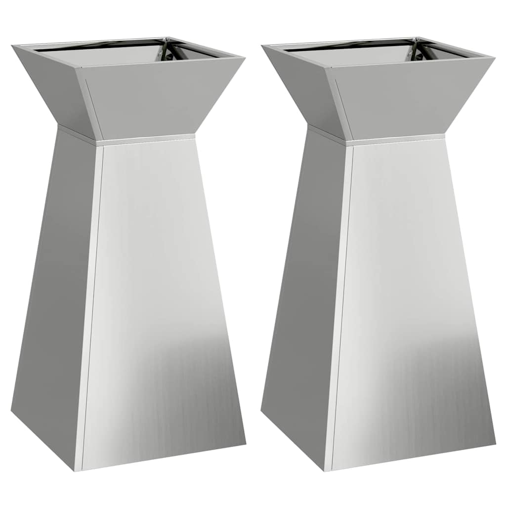 vidaXL Donica słupowa 2 pcs Srebrny 35 x 35 x 73 cm