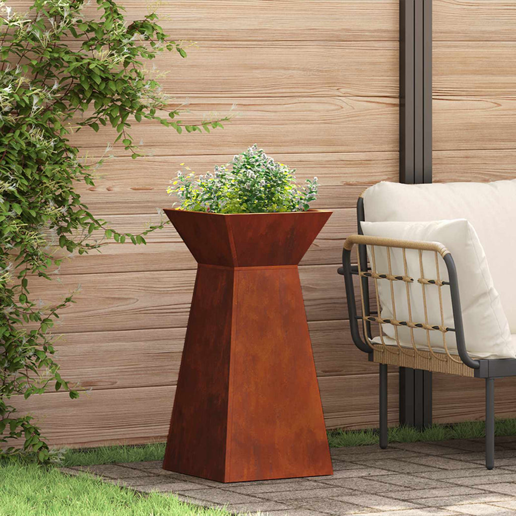 vidaXL Donica słupowa Srebrny 35 x 35 x 73 cm