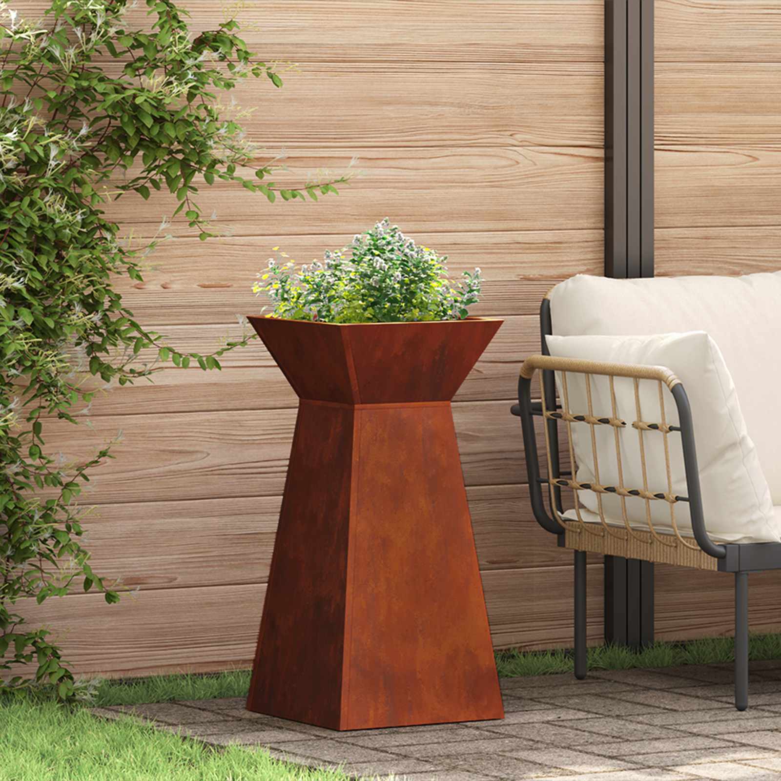 vidaXL Donica słupowa 2 pcs Srebrny 35 x 35 x 73 cm